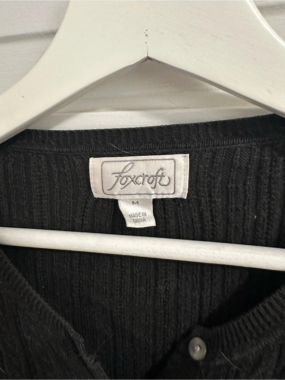 Foxcroft Black Ribbed Button-Front Cardigan - Picture 2 of 4